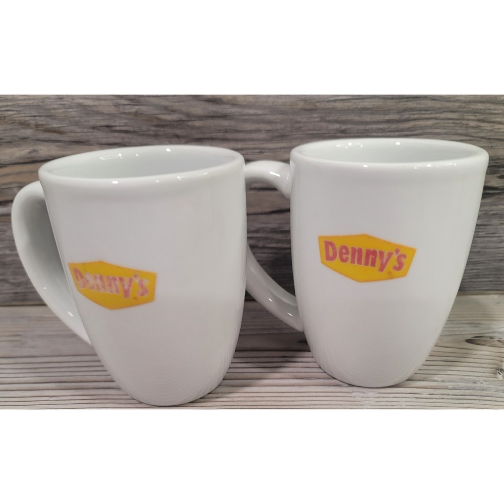 Denny's Coffee Mugs set of two retired White mug coffee shop cups morning jo